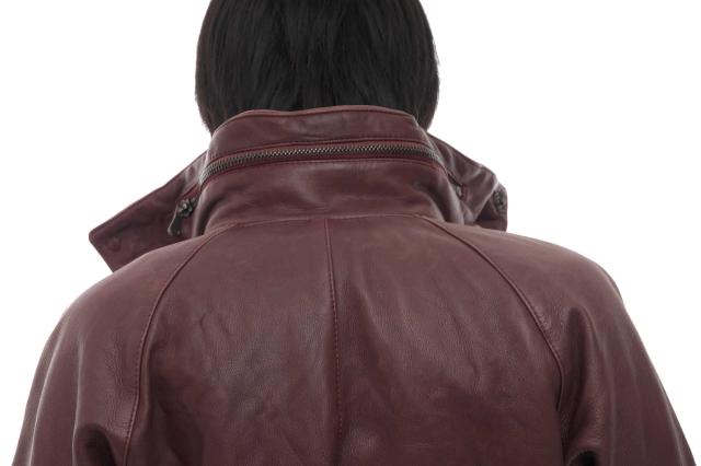 ○ジュンハシモト junhashimoto 牛革 カーフ ブルゾン LET003 SNAP RIB JERSEY リブ ウォッシュ加工 メンズ 【中古】 中古_7