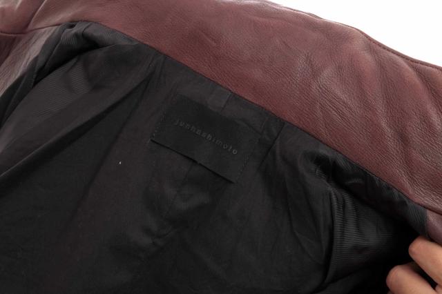 ○ジュンハシモト junhashimoto 牛革 カーフ ブルゾン LET003 SNAP RIB JERSEY リブ ウォッシュ加工 メンズ 【中古】 中古_8