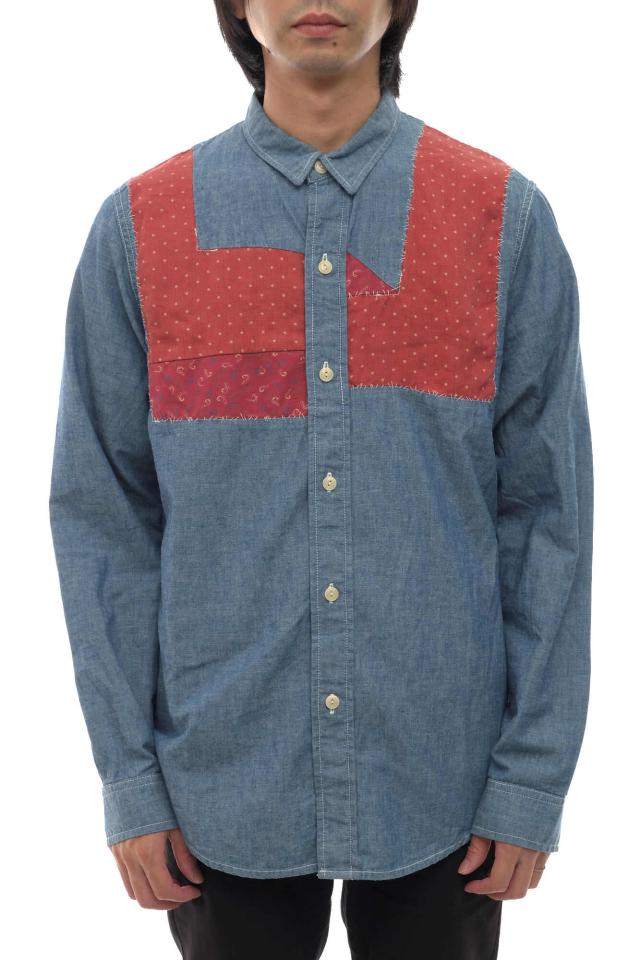 ○ビズビム VISVIM  シャツ 0114205007007 GRANGER SHIRT CHAMBRAY P.W. パッチワーク デニム メンズ 【中古】 中古