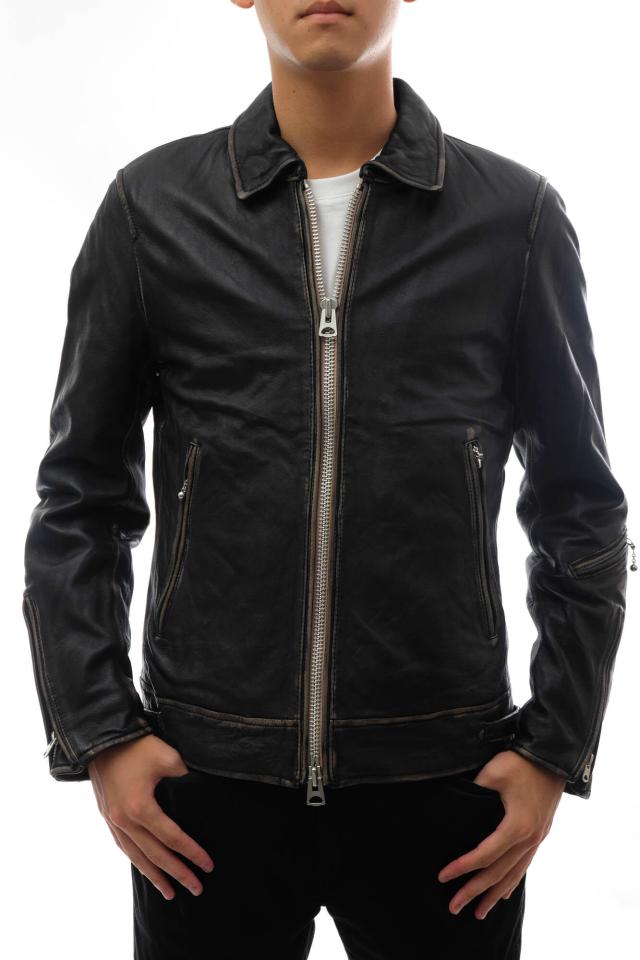 ○ナノユニバース nano universe 羊革 INVISTA インビスタ社製Thermolite サーモライト シングルライダース NUC63L01078SH VINTAGE 中古