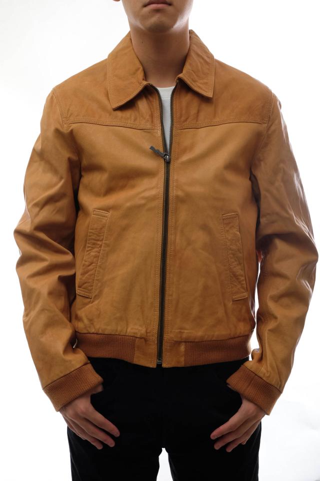 ○ヌーディージーンズ Nudie Jeans ライダース ラムレザー 羊革 ブルゾン BILLY LEATHER JACKET 裏地キルティング リブ メンズ 【 中古