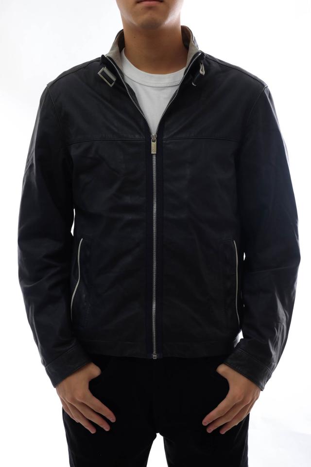 ○ゼニア Ermenegildo Zegna Sport スポーツ カーフ 牛革 シングルライダース ウインドブレーカー メンズ 【中古】 中古の通販は