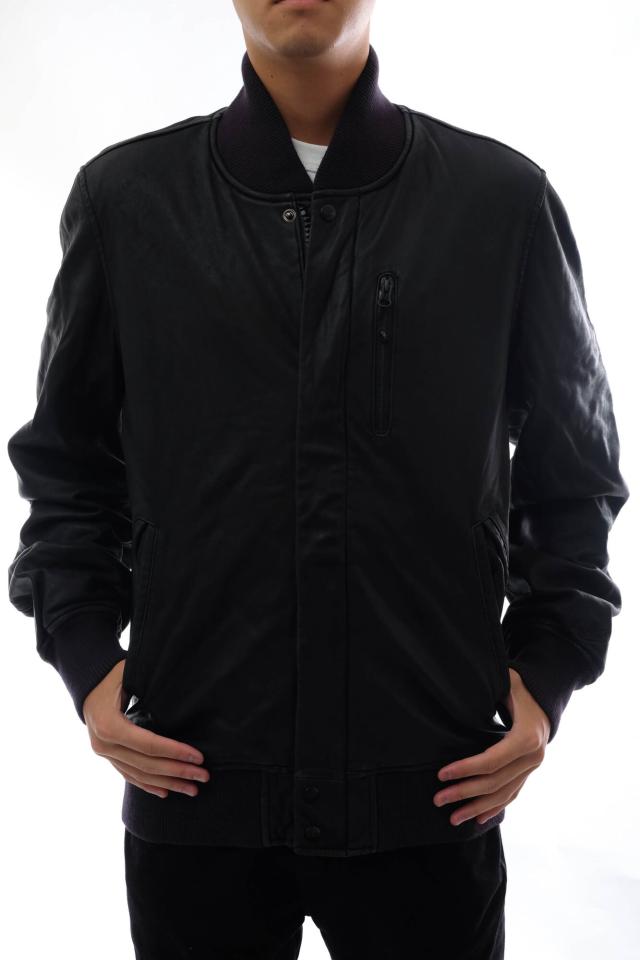○ナイキ NIKE ラムレザー 羊革 スタジャン 457366-010 DESTROYER JACKET デストロイヤー アワードジャケット リブ メンズ 【中古 中古