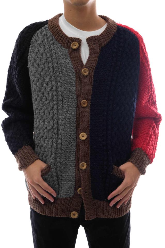 ○インバーアラン INVERALLAN スコットランド製造 ケーブル編み アランニット マルチカラー クレイジーパターン セーター 4A GOLFE 中古の通販は