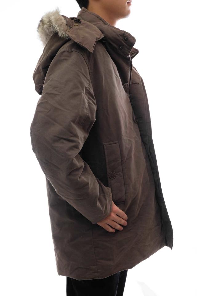 ○モンクレール MONCLER 茶タグ ダウンコート CEZANNE セザンヌ フード付き ファー 毛皮 N-3B ミリタリー メンズ 【中古】 中古