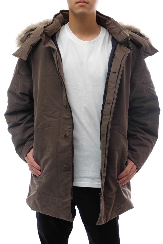 ○モンクレール MONCLER 茶タグ ダウンコート CEZANNE セザンヌ フード付き ファー 毛皮 N-3B ミリタリー メンズ 【中古】 中古