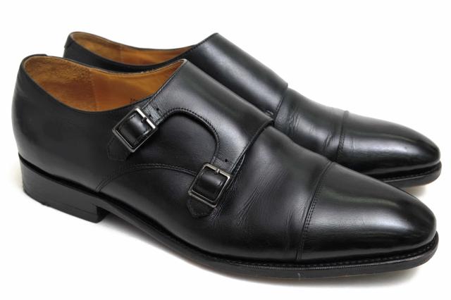 ○モンモデル Mon Model キップ 牛革 ビジネスシューズ J03 九分仕立て ダブルモンクストラップ グッドイヤーウェルト製法 レザー 中古_1