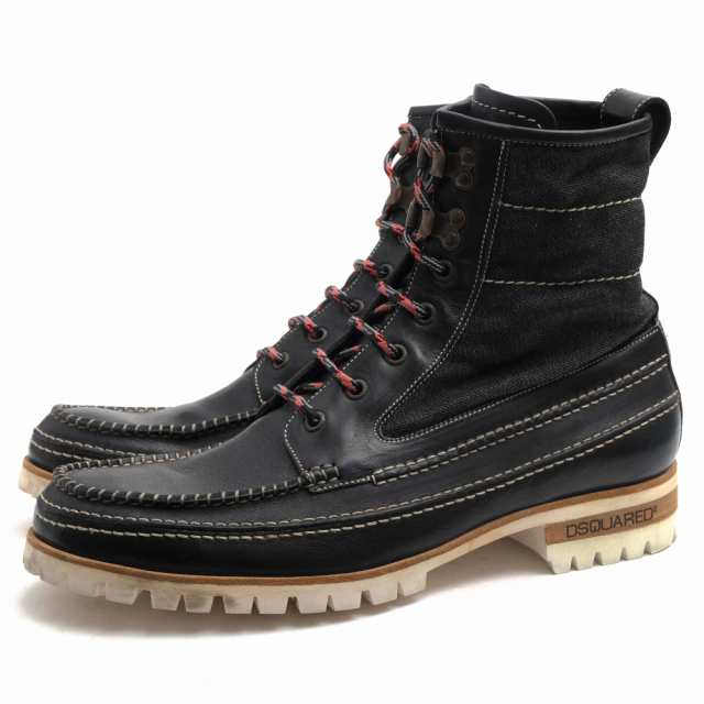 ○ディースクエアード DSQUARED2 カウレザー 牛革 レースアップブーツ GRIZZLY BOOTS グリズリーブーツ デニム メンズ 【中古】 中古