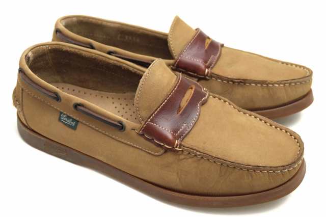 ○パラブーツ Paraboot ビームス BEAMS別注 牛革 デッキシューズ CORSICA コーシカ MARINEソール モカシン スリッポン  メンズ 【中 中古｜au PAY マーケット