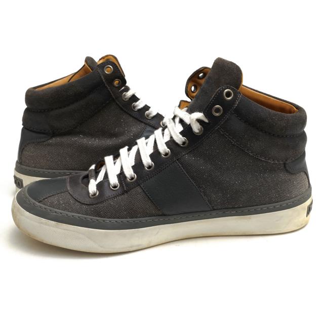 ○ジミーチュウ Jimmy Choo 牛革 ハイカットスニーカー BELGRAVIA グリッター メンズ 【中古】 中古