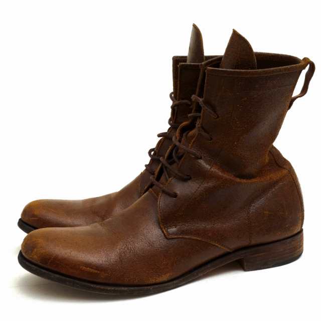 ○ジュンハシモト junhashimoto 米国ホーウィン社 ホースデストロイレザー waxed heavy horse leather レースアップブーツ S23 MID 中古