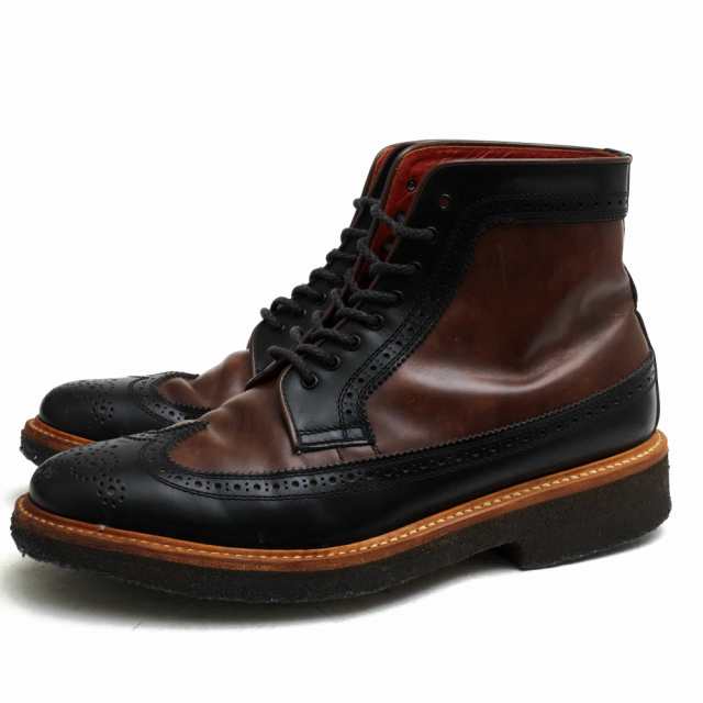 ○アールジェイビー R.J.B 牛革 レースアップブーツ L121 WING TIP BOOTS メダリオン ウイングチップ グッドイヤーウェルト製法 ク 中古