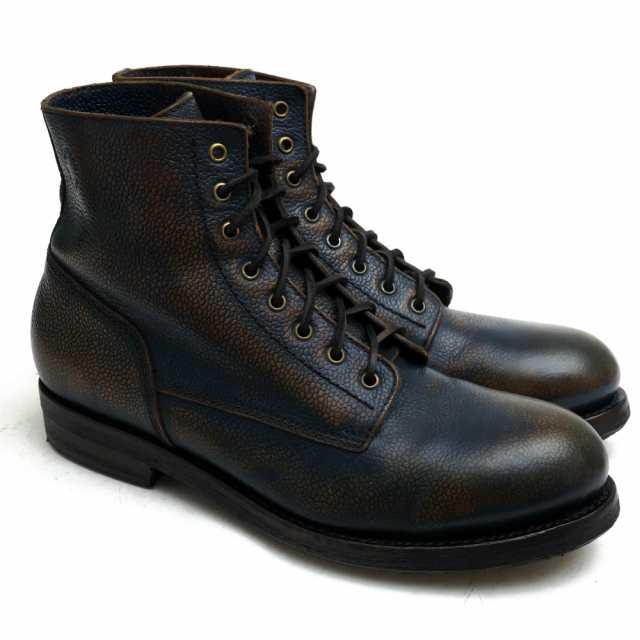 イタリア製BUTTEROブッテロ本革ブラックレザーロングブーツ革靴エンジニア艶黒
