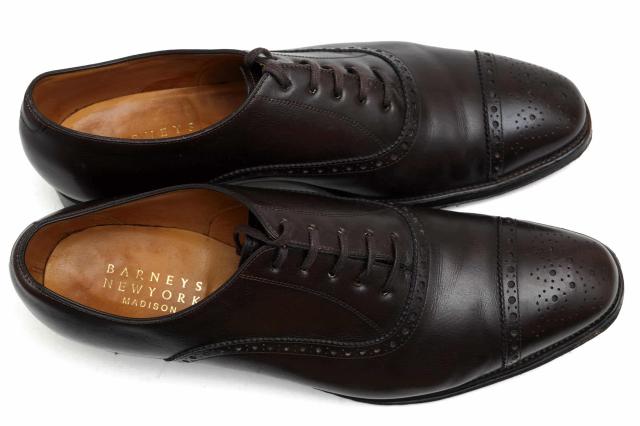 ○バーニーズニューヨーク BARNEYS NEWYORK 牛革 カーフ ビジネスシューズ MADISON マディソン メダリオン キャップトゥ グッドイ 中古_4