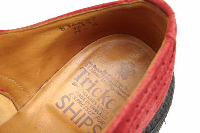 ○トリッカーズ Tricker's シップス SHIPS別注 牛革 ビジネスシューズ M5633 Bourton バートン メダリオン ウイングチップ クレー 中古