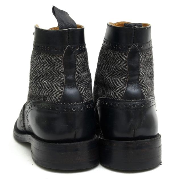 ○トリッカーズ Tricker's 牛革 レースアップブーツ M6972 Brogue Boot ツイード カントリーブーツ ウイングチップ ダイナイトソー 中古