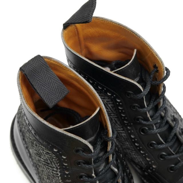 ○トリッカーズ Tricker's 牛革 レースアップブーツ M6972 Brogue Boot ツイード カントリーブーツ ウイングチップ ダイナイトソー 中古
