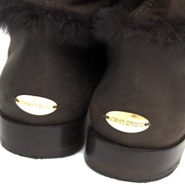 ○ジミーチュウ Jimmy Choo 羊革 シープスキン ラビットファー ロング 