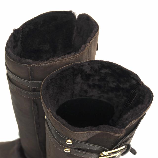○ジミーチュウ Jimmy Choo 羊革 シープスキン ラビットファー ロングブーツ HARVEST 乗馬ブーツ ジョッキーブーツ ファー 毛皮 ム 中古_6