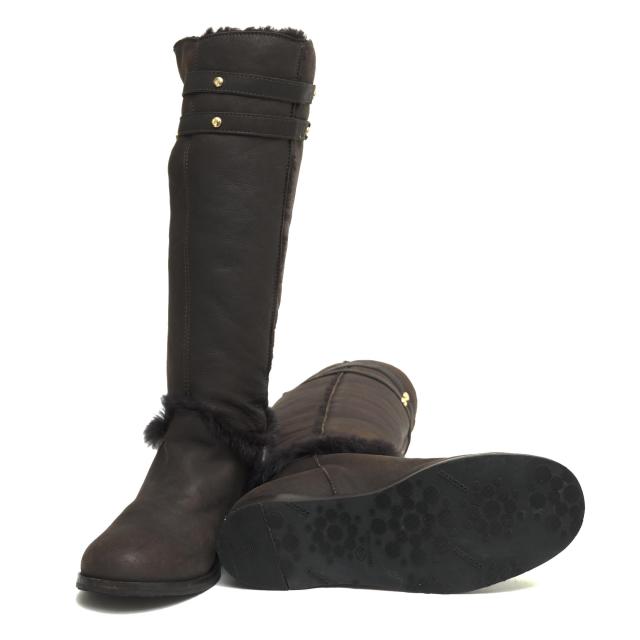 ○ジミーチュウ Jimmy Choo 羊革 シープスキン ラビットファー ロングブーツ HARVEST 乗馬ブーツ ジョッキーブーツ ファー 毛皮 ム 中古_7