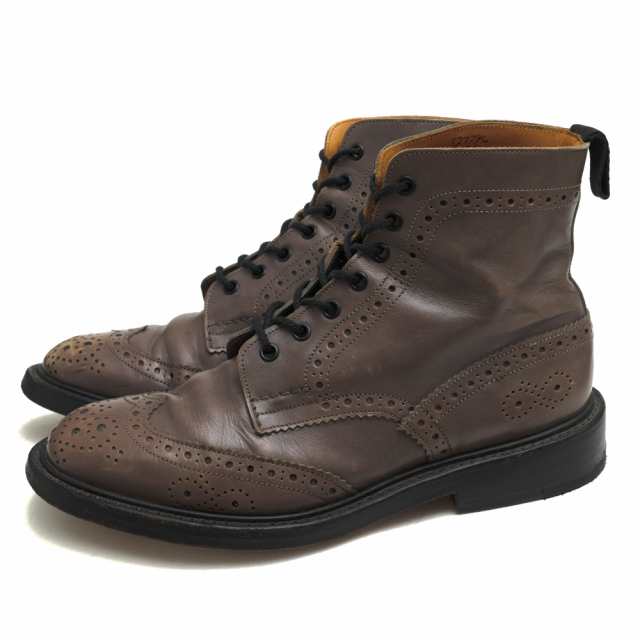 ○トリッカーズ Tricker's Paul Smith ポールスミス別注 牛革 レースアップブーツ M6178 Brogue Boots ダブルソール カントリーブ 中古