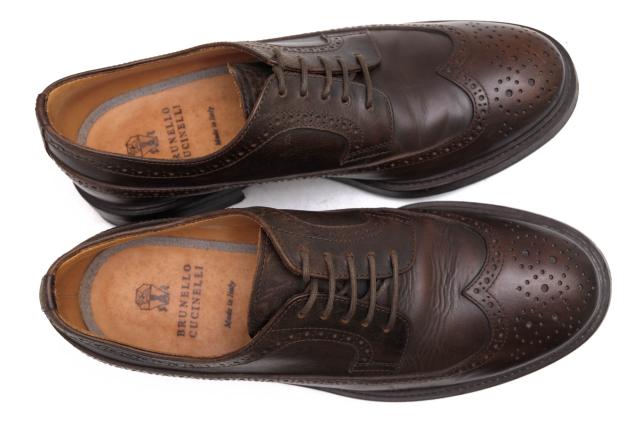 ○ブルネロクチネリ BRUNELLO CUCINELLI 牛革 カーフ ビジネスシューズ ロングウイングチップ メンズ 【中古】 中古_4