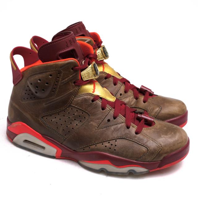 ○ナイキ NIKE ハイカットスニーカー 384664-250 JORDAN 6 RETRO RAW UMBER/TEAM RED/METALLIC GOLD-CHALLENGE RED エアジョーダ 中古_1