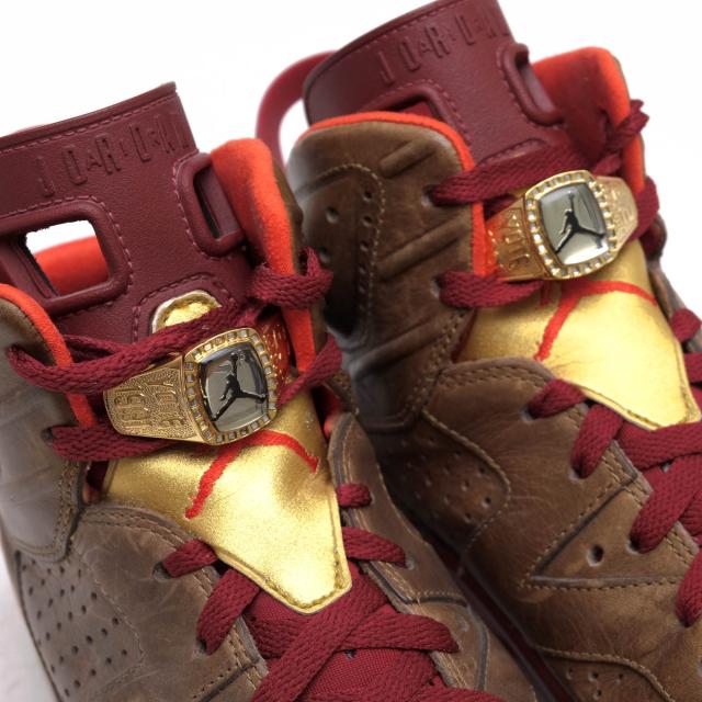 ○ナイキ NIKE ハイカットスニーカー 384664-250 JORDAN 6 RETRO RAW UMBER/TEAM RED/METALLIC GOLD-CHALLENGE RED エアジョーダ 中古_4