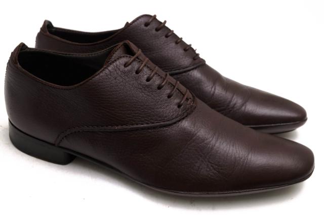 ○ゼニア Ermenegildo Zegna Z ジーゼニア fatto a mano ビジネスシューズ CA/02 AO132X プレーントゥ シボ革 シュリンクレザー メ 中古_1