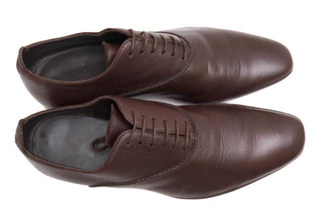 ○ゼニア Ermenegildo Zegna Z ジーゼニア fatto a mano ビジネスシューズ CA/02 AO132X プレーントゥ シボ革 シュリンクレザー メ 中古_4