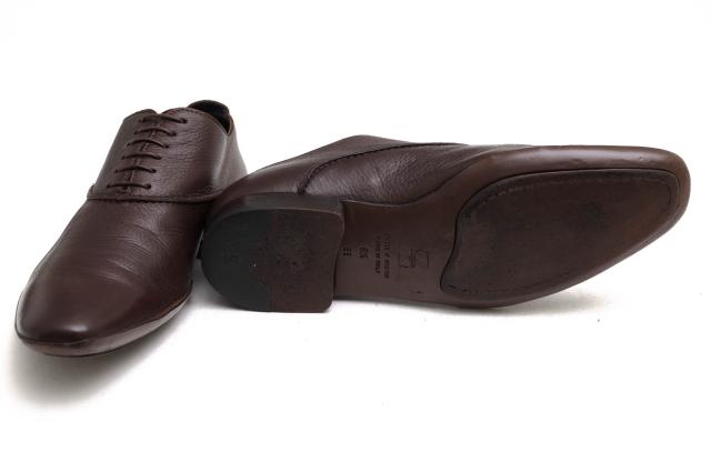 ○ゼニア Ermenegildo Zegna Z ジーゼニア fatto a mano ビジネスシューズ CA/02 AO132X プレーントゥ シボ革 シュリンクレザー メ 中古_5