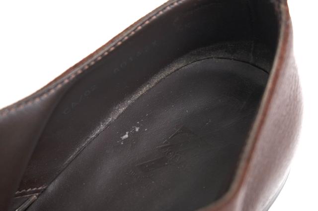 ○ゼニア Ermenegildo Zegna Z ジーゼニア fatto a mano ビジネスシューズ CA/02 AO132X プレーントゥ シボ革 シュリンクレザー メ 中古_6