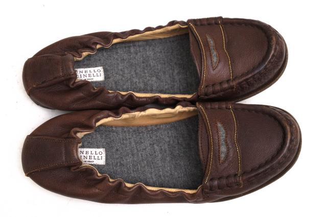 ○ブルネロクチネリ BRUNELLO CUCINELLI  ローファー 履き口ギャザー スリッポン レザーソール レディース 【中古】 中古 ○ブルネロクチネリ BRUNELLO CUCINELLI コインローファー 履き口