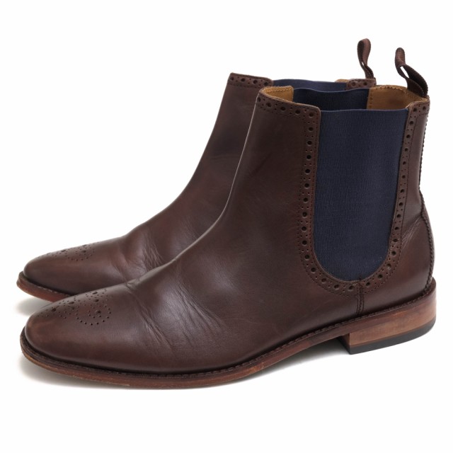 ○コールハーン COLE HAAN 牛革 サイドゴアブーツ C20092 Giraldo Medallion Toe Chelsea Boot チェルシーブーツ メンズ 【中古】 中古