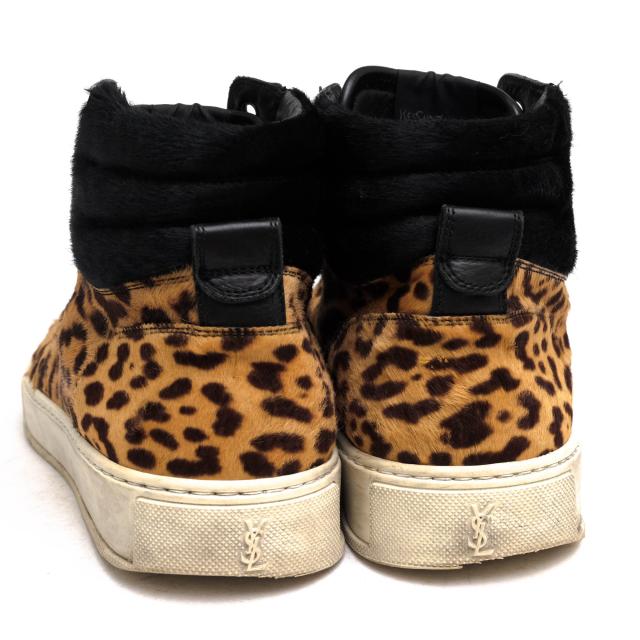 ○サンローラン YVES SAINT LAURENT ハラコ ハイカットスニーカー MALIBU HIGH 05 LEOPARD レオパード メンズ 【中古】 中古