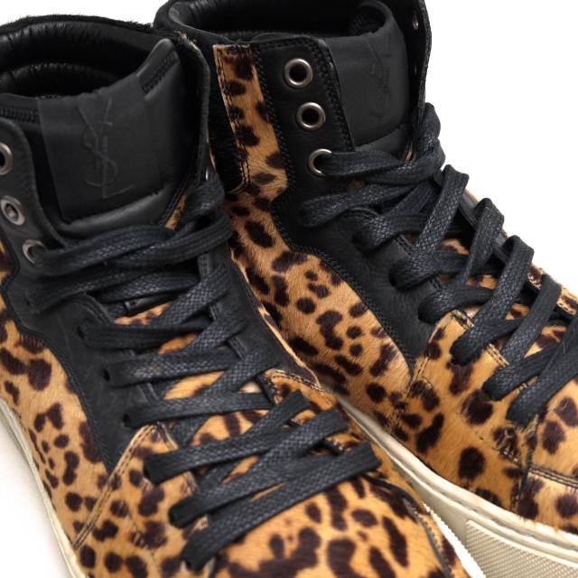 YSL イヴサンローラン　ヒョウ柄ハイカットスニーカー レオパード ヴィンテージ YSL イヴサンローラン ヒョウ柄ハイカットスニーカー レオパード