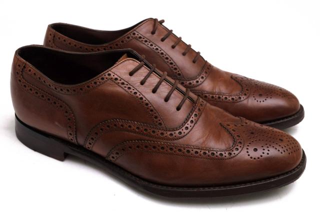 ○ローク Loake 1880 カーフ 牛革 ビジネスシューズ メダリオン ウイングチップ レザーソール グッドイヤーウェルト製法 メンズ 【 中古_1