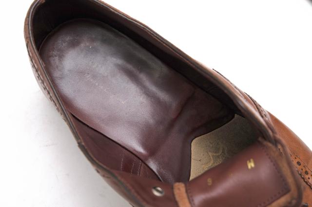 ○ローク Loake 1880 カーフ 牛革 ビジネスシューズ メダリオン ウイングチップ レザーソール グッドイヤーウェルト製法 メンズ 【 中古_7