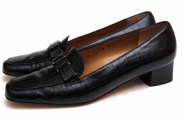 ○フェラガモ Salvatore Ferragamo 牛革 パンプス 53D0 24720 レザーソール クロコ型押し スリッポン レディース 【中古】 中古の通販は 13,603円