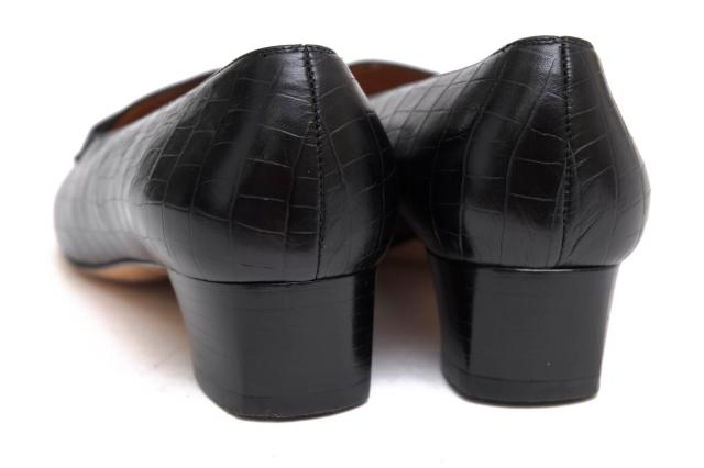○フェラガモ Salvatore Ferragamo 牛革 パンプス 53D0 24720 レザーソール クロコ型押し スリッポン レディース 【中古】 中古_3