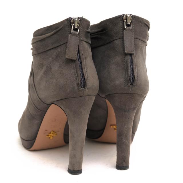 ○プラダ PRADA 牛革 ショートブーツ ブーティー プレーントゥ バックジップ レディース 【中古】 中古_3
