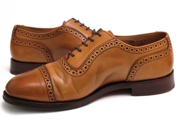 ○トリッカーズ Tricker's 牛革 カーフ ビジネスシューズ M6143 Belgrave ベルグレイブ クォーターブローグ キャップトゥ グッドイ 中古