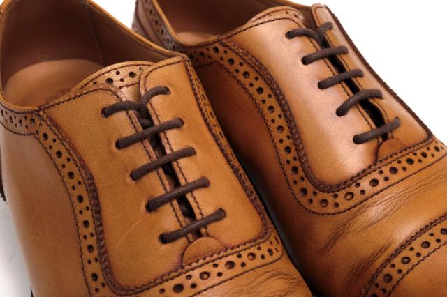 ○トリッカーズ Tricker's 牛革 カーフ ビジネスシューズ M6143 Belgrave ベルグレイブ クォーターブローグ キャップトゥ グッドイ 中古