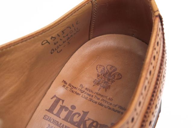 ○トリッカーズ Tricker's 牛革 カーフ ビジネスシューズ M6143 Belgrave ベルグレイブ クォーターブローグ キャップトゥ グッドイ 中古