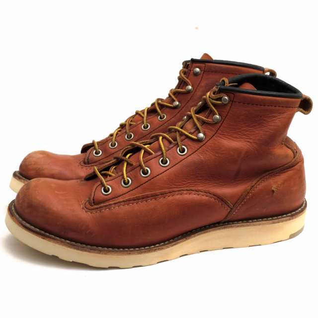 ○レッドウィング RED WING オロラセット 牛革 ワークブーツ 2924 6'LINEMAN BOOTS ラインマン プレーントゥ グッドイヤーウェルト 中古