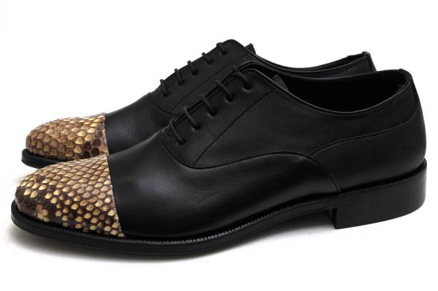 ○フットストックオリジナルズ FOOTSTOCK ORIGINALS 牛革 一部パイソン ビジネスシューズ FS151207-I STRAIGHT TIP BALMORAL スト  中古