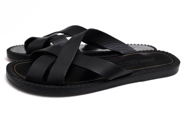 ○ジミーチュウ Jimmy Choo クロスストラップ 牛革 カーフ サンダル 151 WENDEL スター型押し メッシュ・イントレチャート レザー  中古の通販は 13,830円