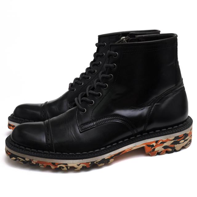 ミハラヤスヒロ（MIHARAYASUHIRO）黒レザー厚底ブーツ ジッパー付き ミハラヤスヒロブーツ