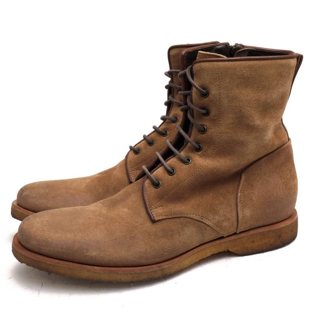 A17908 美品 ブッテロ スエードレースアップブーツ ベージュ系 41 A17908 美品 ブッテロ スエードレースアップブーツ ベージュ系