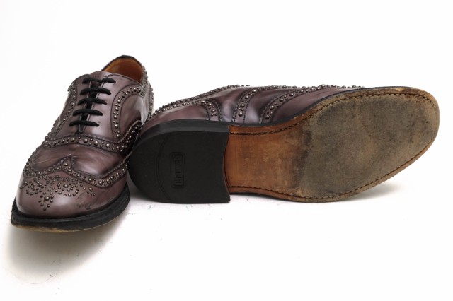 チャーチ／Church's シューズ ビジネスシューズ 靴 ビジネス メンズ 男性 男性用レザー 革 本革 グレー 灰色  BURWOOD MET バーウッド メダリオン ウイングチップ スタッズ